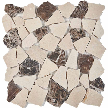 Pixmosaic PIX262 Мозаика Cream marfil, Dark Imperador из мрамора матовая 305х305x6 Pixmosaic
