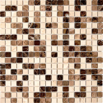 Pixmosaic PIX268 Мозаика Emperador Dark, light, Crema Nova из мрамора полированная 15x15 305х305x4 Pixmosaic