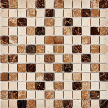 Pixmosaic PIX269 Мозаика Emperador Dark, light, Crema Nova из мрамора полированная 23x23 305х305x6 Pixmosaic