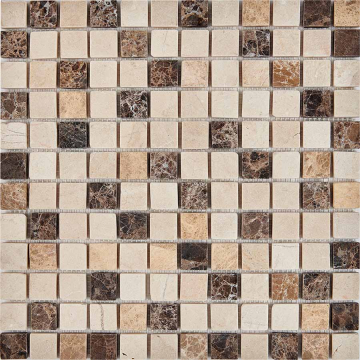 Pixmosaic PIX272 Мозаика Emperador Dark, light, Crema Nova из мрамора матовая 23x23 305х305x6 Pixmosaic