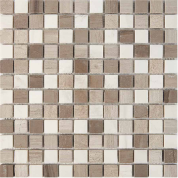 Pixmosaic PIX279 Мозаика White Wooden, Dolomiti Bianco, Athens Grey из мрамора матовая 23x23 305х305x6 Pixmosaic
