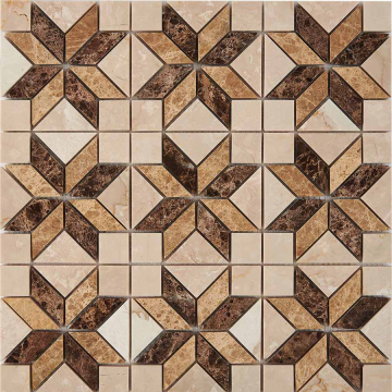 Pixmosaic PIX286 Мозаика Botticino, Dark, Light Emperador из мрамора полированная 23x23 298х298x6 Pixmosaic