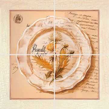 Плитка 25.8(422) Декор Herbarium 2 из 4х плиток 20x20 Factoria