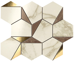 Плитка 9EHB Marvel Gold Hex Brown-Calacatta 25.1x29 Atlas Concorde