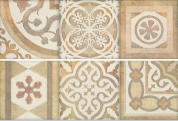 Плитка Ros. 9512 COMPOSICION RETRO II ARENA 30x90 Porcelanite Dos