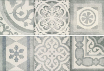 Плитка Ros. 9512 COMPOSICION RETRO II GRIS 30x90 Porcelanite Dos