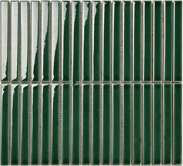 Porcelain mosaic Y15F340 Мозаика Strip Зеленый глянцевый 1.5х14.5 29.4х31.3 Porcelain mosaic