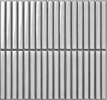 Porcelain mosaic Y15FW22 Мозаика Strip Серый глянцевый 1.5х14.5 29.4х31.3 Porcelain mosaic