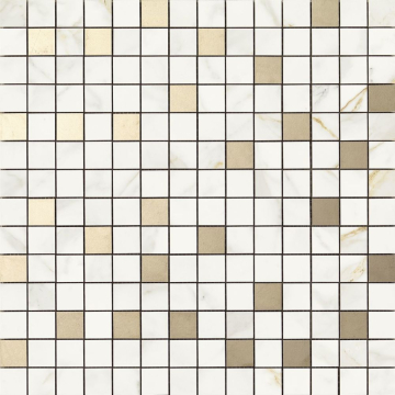 R4ZU Мозаика Bistrot Mosaico Calacatta Michelangelo 40*40 Ragno Marazzi