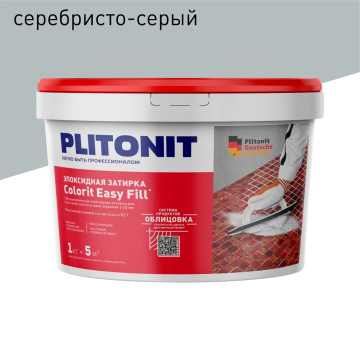 Смеси и затирки Colorit Easy Fill трёхкомпонентная эпоксидная затирка Серебристо-серый 1 кг Plitonit