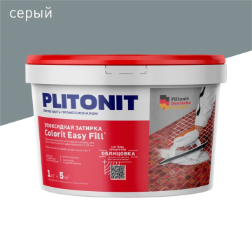 Смеси и затирки Colorit Easy Fill трёхкомпонентная эпоксидная затирка Серый 1 кг Plitonit
