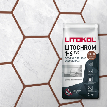 Смеси и затирки Litochrom 1-6 Evo LE.305 Красный кирпич 2кг LITOKOL