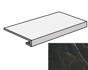 Ступени 240553 MARBLE GRADONE NERO SL LAP 32,5x58,5 Versace (Gardenia Orchidea)