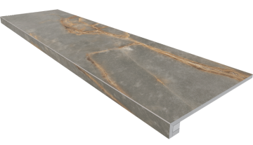 Ступени Комплект IN01 Intense Grey (Ступень 33x120 неполированный прямоугольный бортик без насечек + Подступенок 14,5x120) Ametis by Estima