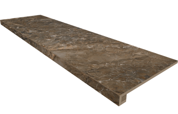 Ступени Комплект Ступень BR04 Bernini Dark Brown 33x120 неполированная с бортиком + Подступенок 14,5x120 Estima