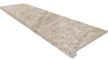Ступени OM02 Oceanmist Beige неполированный 33x120+ Подступенок (14.5x120)) Ametis by Estima