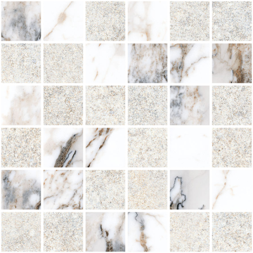 Vitra Мозаика K9498838R001VTE0 Marble-Stone Мозаика Белый Матовый-Лаппато Ректификат 30x30 Vitra
