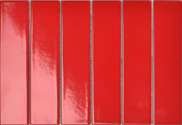 Y45P706 Мозаика Strip Красная глянцевая 4.5x19.5 28.8x19.5 Porcelain mosaic