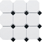 Octagon big White/Black Matt (CLA006) 30х30 StarMosaic