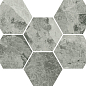 620110000067 Charme Extra Silver Mosaico Hexagon 25x29 Italon